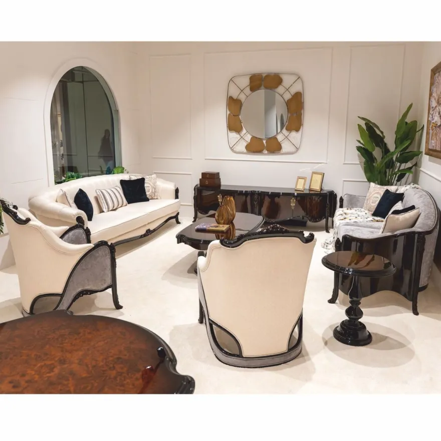 Casa Padrino Luxus Barock Sessel Creme / Grau / Dunkelbraun 95 cm - Barock Wohnzimmer & Hotel Sessel - Prunkvolle Barock Möbel