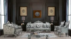 Casa Padrino Luxus Barock Sessel Silber / Türkis / Gold 83 x 80 x H. 120 cm - Prunkvoller Massivholz Wohnzimmer Sessel mit elegantem Muster und dekorativem Kissen - Barock Wohnzimmer Möbel