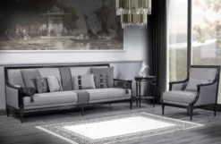 Casa Padrino Luxus Barock Sessel Grau / Schwarz - Prunkvoller Wohnzimmer Sessel - Barockstil Wohnzimmer Möbel - Luxus Möbel im Barockstil - Barock Einrichtung - Edel & Prunkvoll