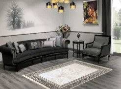 Casa Padrino Luxus Barock Sessel Grau / Schwarz - Prunkvoller Wohnzimmer Sessel - Barockstil Wohnzimmer Möbel - Luxus Möbel im Barockstil - Barock Einrichtung - Edel & Prunkvoll