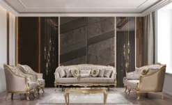 Casa Padrino Luxus Barock Sessel Silber / Gold - Prunkvoller Wohnzimmer Sessel mit elegantem Muster - Luxus Wohnzimmer Möbel im Barockstil - Barock Möbel - Barock Einrichtung