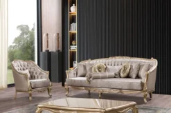 Casa Padrino Luxus Barock Sessel Silber / Gold - Prunkvoller Wohnzimmer Sessel mit elegantem Muster - Luxus Wohnzimmer Möbel im Barockstil - Barock Möbel - Barock Einrichtung