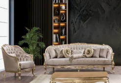 Casa Padrino Luxus Barock Sessel Silber / Gold - Prunkvoller Wohnzimmer Sessel mit elegantem Muster - Luxus Wohnzimmer Möbel im Barockstil - Barock Möbel - Barock Einrichtung