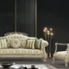 Casa Padrino Luxus Barock Sessel Grün / Gold / Grau / Gold 76 x 87 x H. 117 cm - Prunkvoller Barockstil Wohnzimmer Sessel mit elegantem Muster - Barock Möbel