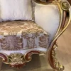 Casa Padrino Luxus Barock Sessel Creme / Silber / Braun / Gold / Braun - Prunkvoller Wohnzimmer Sessel - Barockstil Wohnzimmer Möbel - Luxus Möbel im Barockstil - Barock Möbel