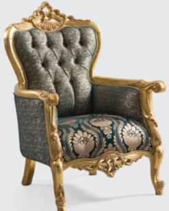Casa Padrino Luxus Barock Sessel Grün / Gold 85 x 80 x H. 125 cm - Handgefertigter Wohnzimmer Sessel mit elegantem Muster - Barock Wohnzimmer Möbel - Edel & Prunkvoll
