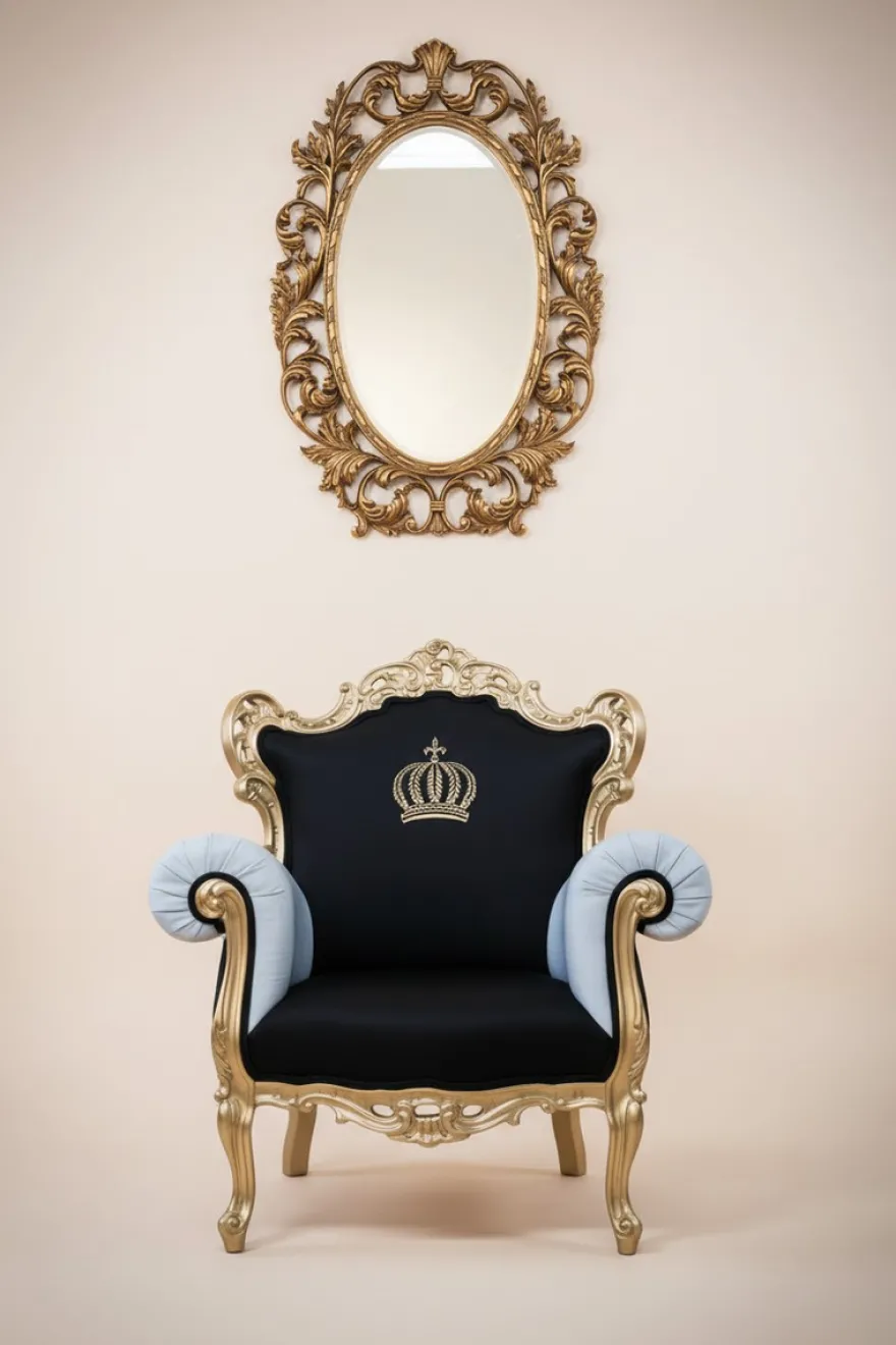 Casa Padrino Luxus Barock Sessel Pompöös von Harald Glööckler Schwarz / Weiß / Gold - 95 x 80 x 105 cm
