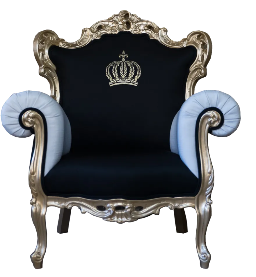 Casa Padrino Luxus Barock Sessel Pompöös von Harald Glööckler Schwarz / Weiß / Gold - 95 x 80 x 105 cm