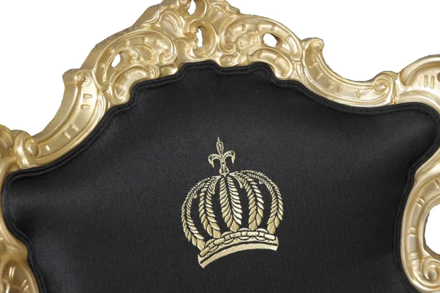 Casa Padrino Luxus Barock Sessel Pompöös von Harald Glööckler Schwarz / Weiß / Gold - 95 x 80 x 105 cm