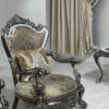 Casa Padrino Luxus Barock Sessel Silber / Gold / Weiß / Schwarz / Silber - Prunkvoller Wohnzimmer Sessel - Barockstil Wohnzimmer Möbel - Luxus Möbel im Barockstil - Barock Einrichtung