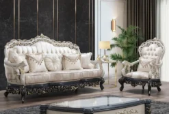 Casa Padrino Luxus Barock Sessel Creme / Beige / Weiß / Grau / Gold - Prunkvoller Wohnzimmer Sessel mit elegantem Muster - Barock Wohnzimmer & Hotel Möbel - Edel & Prunkvoll