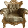 Casa Padrino Luxus Barock Sessel Gold Muster / Gold - Prunkvoller Wohnzimmer Sessel mit elegantem Blumenmuster - Barock Möbel