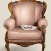 Casa Padrino Luxus Barock Sessel Rosa / Braun / Gold - Handgefertigter Mahagoni Wohnzimmer Sessel - Barock Wohnzimmer Möbel - Luxus Qualität - Made in Italy