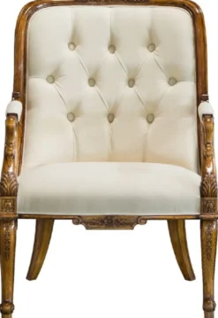 Casa Padrino Luxus Barock Sessel Creme / Braun - Prunkvoller Wohnzimmer Sessel - Barockstil Wohnzimmer Möbel - Luxus Möbel im Barockstil - Barock Einrichtung - Wohnzimmer Einrichtung