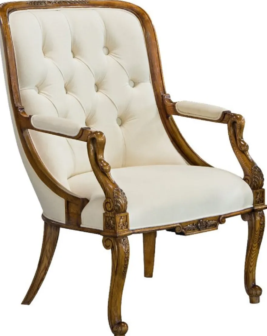 Casa Padrino Luxus Barock Sessel Creme / Braun - Prunkvoller Wohnzimmer Sessel - Barockstil Wohnzimmer Möbel - Luxus Möbel im Barockstil - Barock Einrichtung - Wohnzimmer Einrichtung