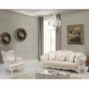 Casa Padrino Luxus Barock Sessel Grau / Weiß / Beige - Barock Wohnzimmer Möbel