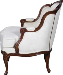 Casa Padrino Luxus Barock Sessel mit elegantem Muster Weiß / Dunkelbraun - Wohnzimmer Sessel im Barockstil - Barock Wohnzimmer Möbel - Edel & Prunkvoll