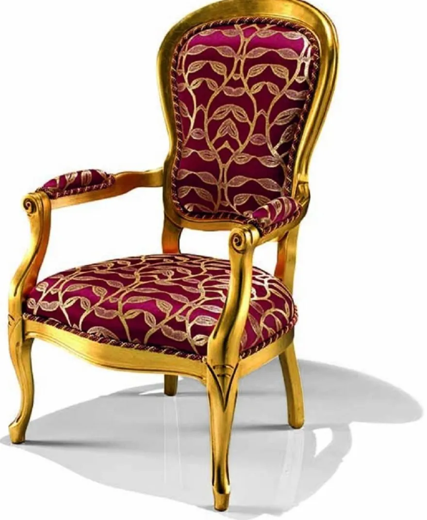 Casa Padrino Luxus Barock Sessel Lila / Gold - Made in Italy