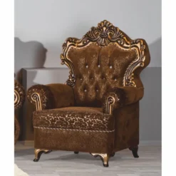 Casa Padrino Luxus Barock Sessel mit Glitzersteinen Braun / Gold - Barockstil Möbel