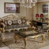 Casa Padrino Luxus Barock Sessel Gold / Schwarz / Mehrfarbig / Gold - Prunkvoller Wohnzimmer Sessel mit elegantem Muster - Barock Wohnzimmer Möbel