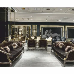Casa Padrino Luxus Barock Sessel Schwarz / Grau / Gold H. 107 cm - Barock Möbel