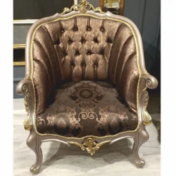 Casa Padrino Luxus Barock Sessel Schwarz / Grau / Gold H. 107 cm - Barock Möbel