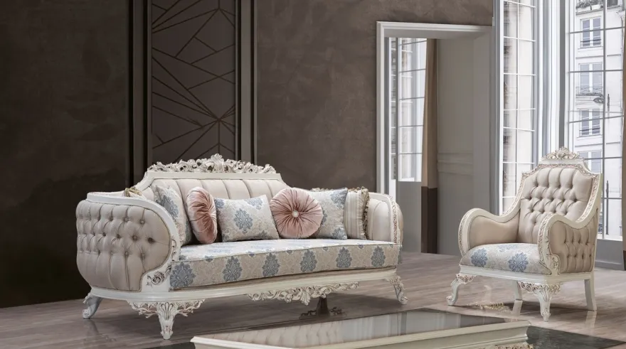 Casa Padrino Luxus Barock Sessel Mehrfarbig / Creamweiß / Kupfer - Barockstil Wohnzimmer Sessel mit elegantem Muster - Luxus Wohnzimmer Möbel im Barockstil - Barock Einrichtung - Barock Möbel