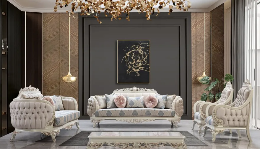 Casa Padrino Luxus Barock Sessel Mehrfarbig / Creamweiß / Kupfer - Barockstil Wohnzimmer Sessel mit elegantem Muster - Luxus Wohnzimmer Möbel im Barockstil - Barock Einrichtung - Barock Möbel