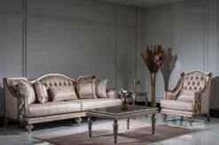 Casa Padrino Luxus Barock Sessel Rosa / Silber - Handgefertigter Barockstil Sessel mit elegantem Muster und dekorativem Kissen - Prunkvolle Barock Wohnzimmer Möbel