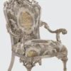 Casa Padrino Luxus Barock Sessel Grau / Silber / Gold 85 x 72 x H. 125 cm - Prunkvoller Wohnzimmer Sessel mit elegantem Muster - Barock Möbel
