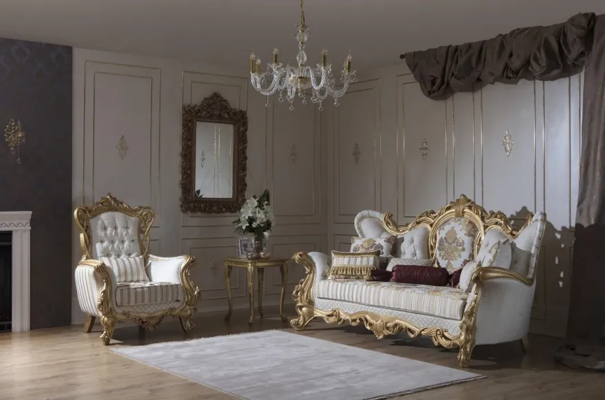 Casa Padrino Luxus Barock Sessel Weiß / Gold 100 x 80 x H. 124 cm - Wohnzimmer Sessel mit elegantem Muster und dekorativem Kissen - Barock Möbel - Edel & Prunkvoll