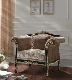 Casa Padrino Luxus Barock Sessel Braun / Grau / Schwarz / Gold - Barockstil Wohnzimmer Sessel mit elegantem Muster - Barock Möbel - Barock Wohnzimmer & Hotel Möbel - Luxus Qualität - Made in Italy