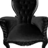 Casa Padrino Luxus Barock Sessel Flowers Schwarz / Schwarz - Luxury Quality