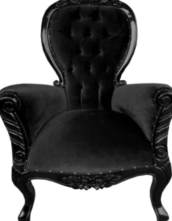 Casa Padrino Luxus Barock Sessel Flowers Schwarz / Schwarz - Luxury Quality