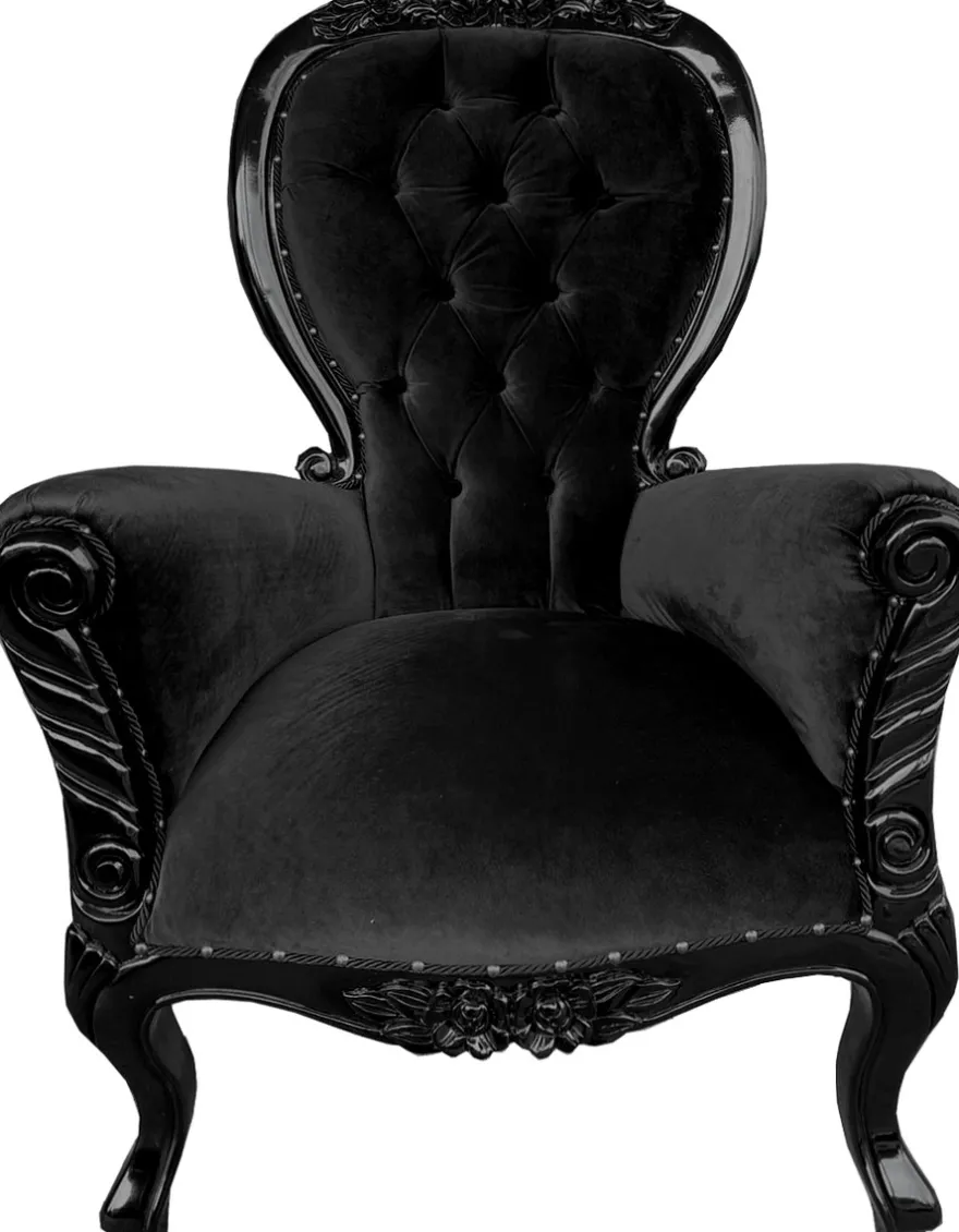 Casa Padrino Luxus Barock Sessel Flowers Schwarz / Schwarz - Luxury Quality