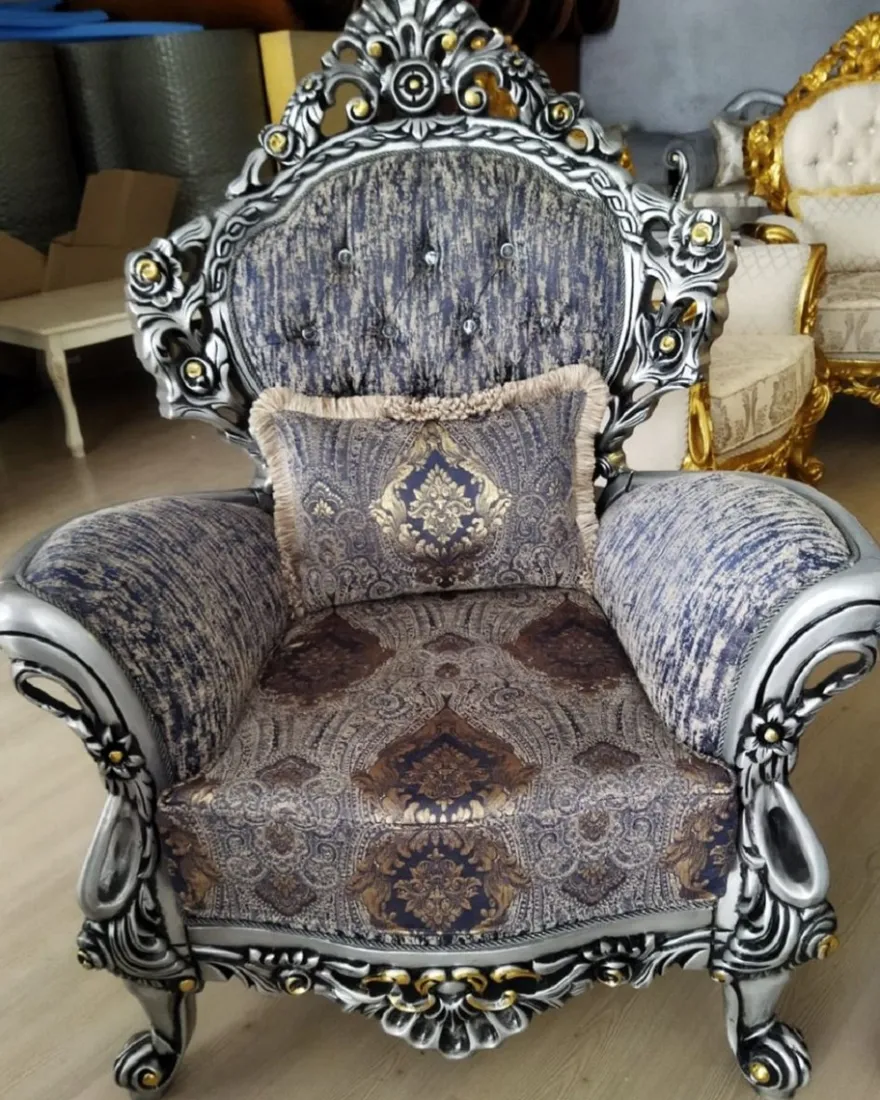 Casa Padrino Luxus Barock Sessel Creme H. 110 cm - Barock Wohnzimmer Möbel