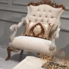 Casa Padrino Luxus Barock Sessel Beige / Grau / Braun / Gold - Handgefertigter Barockstil Wohnzimmer Sessel - Barock Wohnzimmer Möbel - Edel & Prunkvoll