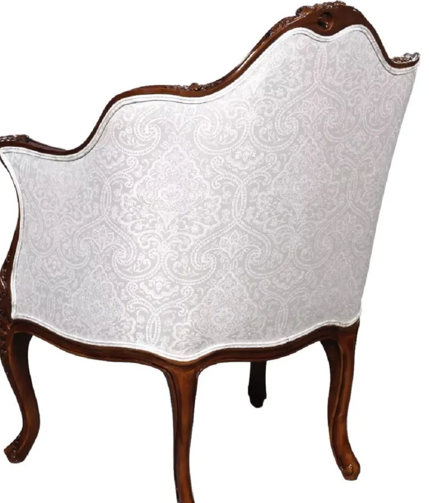 Casa Padrino Luxus Barock Sessel mit elegantem Muster Silber / Dunkelbraun - Prunkvoller Wohnzimmer Sessel im Barockstil - Barock Wohnzimmer Möbel - Edel & Prunkvoll