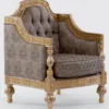 Casa Padrino Luxus Barock Sessel Grau / Silber / Gold - Prunkvoller Wohnzimmer Sessel mit elegantem Muster - Barock Möbel