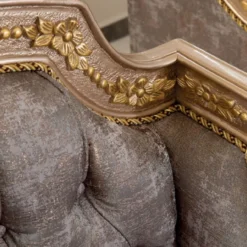 Casa Padrino Luxus Barock Sessel Grau / Silber / Gold - Prunkvoller Wohnzimmer Sessel mit elegantem Muster - Barock Möbel