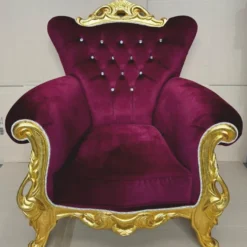 Casa Padrino Luxus Barock Sessel mit Glitzersteinen Bordeauxrot / Gold - Barockstil Möbel