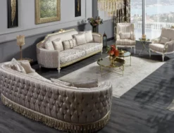 Casa Padrino Luxus Barock Sessel Gold / Weiß / Gold - Prunkvoller Wohnzimmer Sessel mit Streifen - Barockstil Wohnzimmer Möbel - Luxus Möbel im Barockstil - Barock Einrichtung - Edel & Prunkvoll