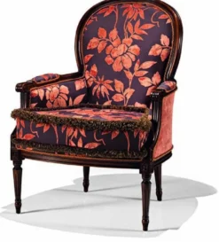 Casa Padrino Luxus Barock Sessel Lila / Rot / Dunkelbraun - Made in Italy
