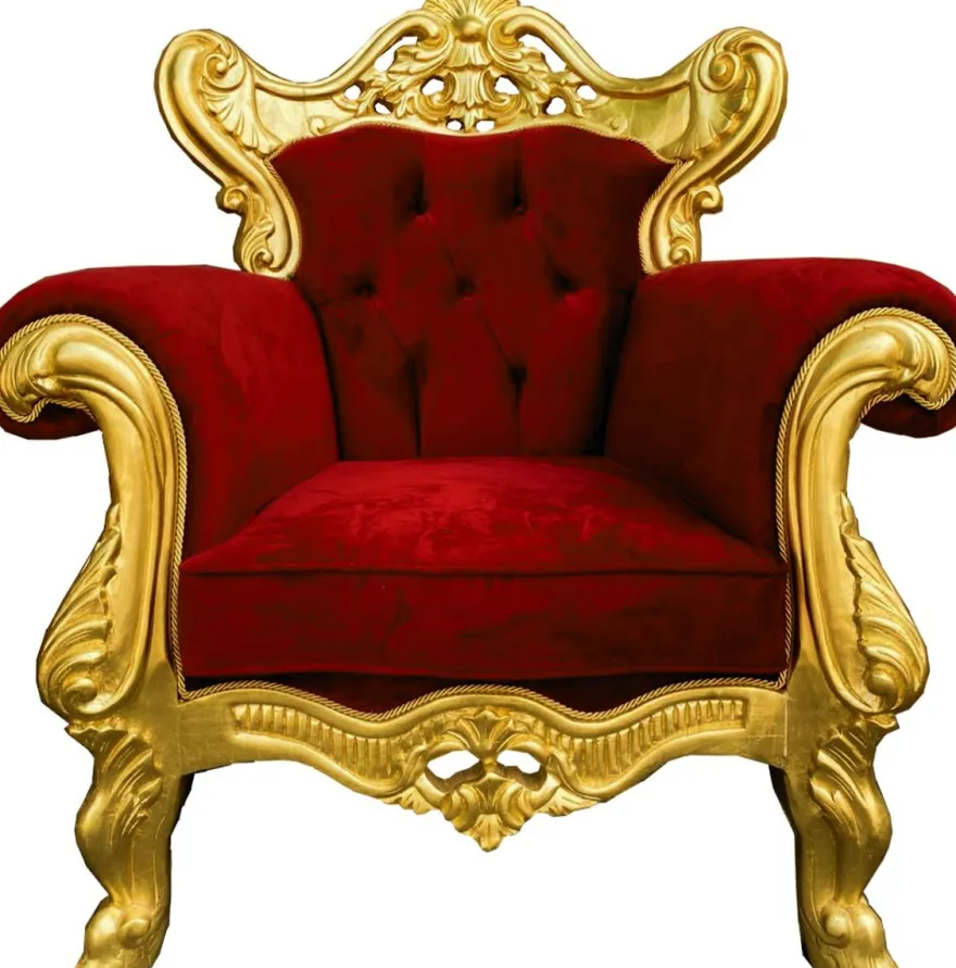 Casa Padrino Luxus Barock Sessel Bordeauxrot / Gold - Prunkvoller Wohnzimmer Sessel - Handgefertigte Barock Wohnzimmer Möbel