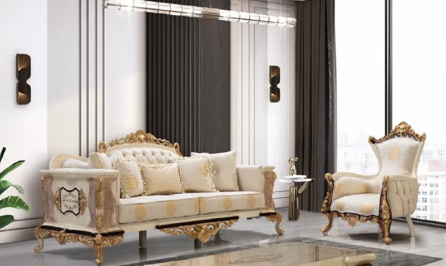 Casa Padrino Luxus Barock Sessel Weiß / Beige / Creme / Schwarz / Gold - Prunkvoller Wohnzimmer Sessel mit elegantem Muster - Luxus Wohnzimmer Möbel im Barockstil - Barock Möbel - Barock Einrichtung