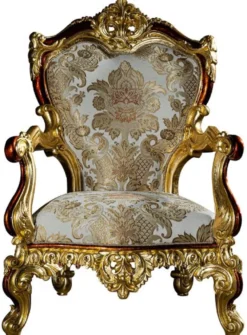 Casa Padrino Luxus Barock Sessel Grau / Rot / Gold 82 x 78 x H. 123 cm - Prunkvoller Massivholz Wohnzimmer Sessel mit elegantem Muster - Barock Möbel