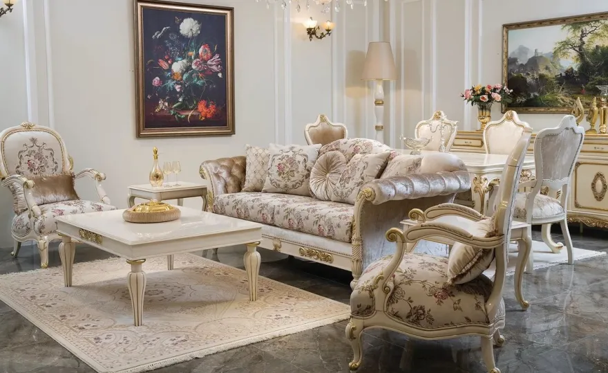 Casa Padrino Luxus Barock Sessel Orange / Dunkelbraun / Bronze - Prunkvoller Wohnzimmer Sessel im Barockstil - Barock Wohnzimmer Möbel - Edel & Prunkvoll