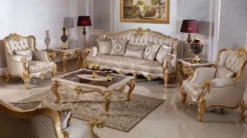 Casa Padrino Luxus Barock Sessel Silber / Braun / Gold 112 cm