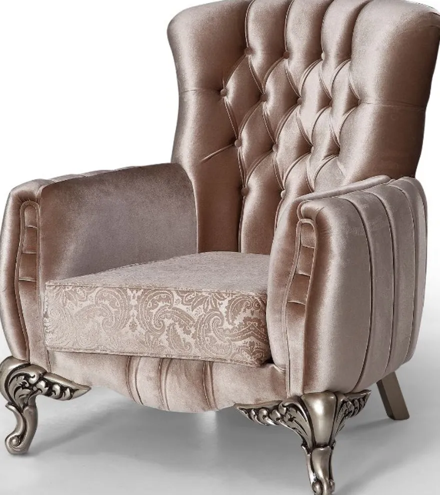 Casa Padrino Luxus Barock Sessel Rosa / Silber 91 x 86 x H. 104 cm - Wohnzimmer Sessel mit elegantem Muster - Barock Möbel