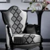 Casa Padrino Luxus Barock Sessel Silber / Grau / Schwarz 79 x 75 x H. 115 cm - Barockstil Wohnzimmer Sessel - Barock Möbel
